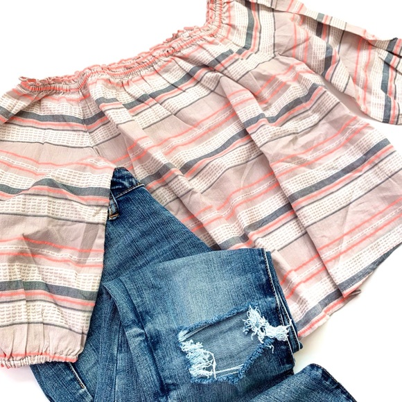 | aeo • striped off the shoulder top • small | - Picture 4 of 6